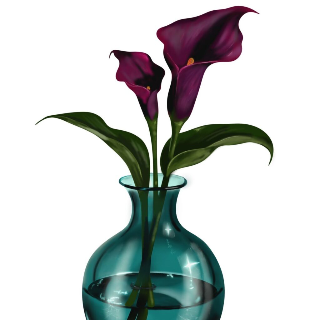 Blumen in Vase realistisch Art gezeichnet mit Procreate von Nia Moody